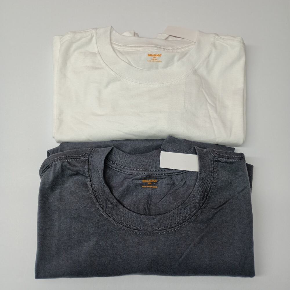 2 Brahma Core Work T-Shirt 2XL 50-52 Gray , White Pocket Tee